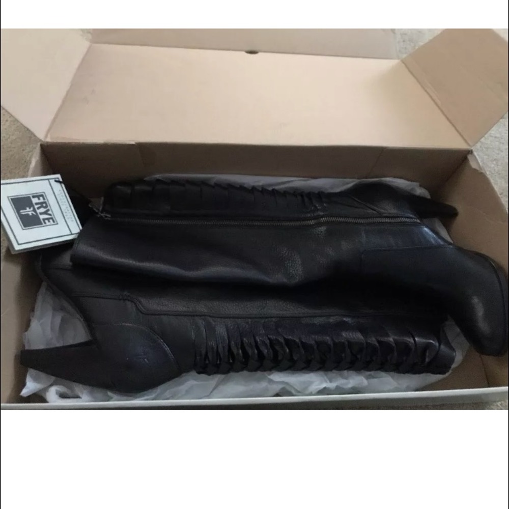 New Frye tall heeled boots twisted mikaela black 9 - Picture 4 of 8